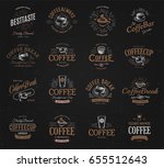Coffee vintage logos set. Freshly brewed caffeine dark drink logotype. Premium goods latte and espresso business retro logo collection design.Modern lettering badge for cappuccino cafe or restaurants