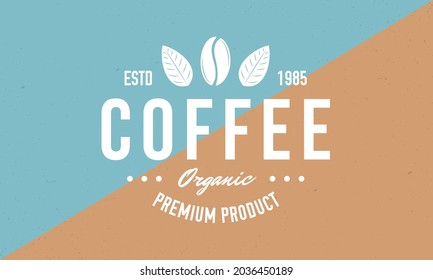 Coffee vintage minimal logo template. Coffee emblem with coffee bean. Logo design for cafe, restaurant and packaging. Vector illustration