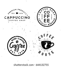 Coffee vintage minimal monochrome badges, retro old-styled labels for cafes