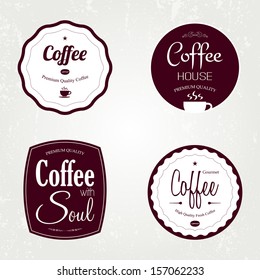 Coffee vintage retro labels set, vector design