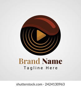 Coffee Vinyl Logo, combination of coffee fruit and vinyl record player