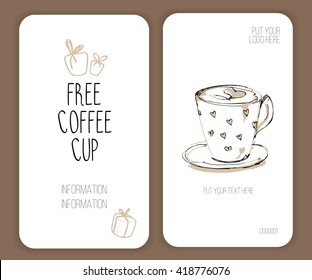 Coffee Voucher Card. Vector. Template For Your Design