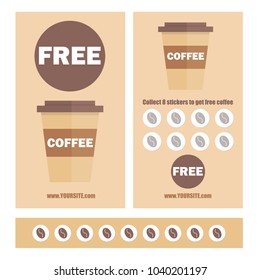 A coffee voucher or discount coupon. Vector Flat voucher template. Promotion