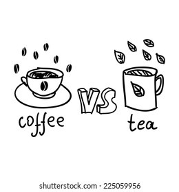 Coffee VS tea doodle.