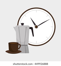 coffee and watch isolated icon design, vector illustration  graphic 