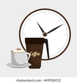 coffee and watch isolated icon design, vector illustration  graphic 