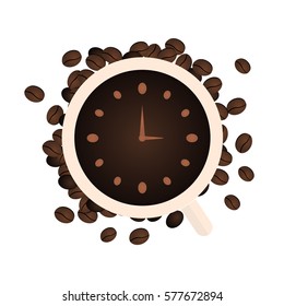 Coffee watch. Vector flat illustration