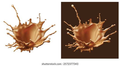 coffee water splash, Vector illustration, 3d