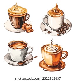 Coffee Water color Clip Art: Lebhafte Bilder für kreative Projekte