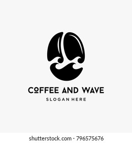 coffee and wave logo design vector isolated on white background