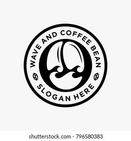 coffee and wave logo emblem  isolated on white background
