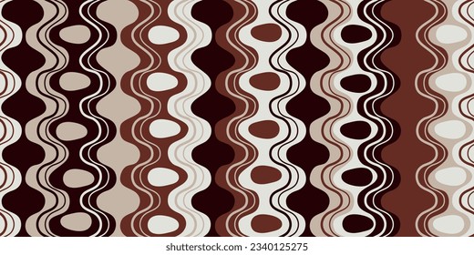 Coffee wavy lines. Casual pattern for coffee houses. For printing on any coffee theme, brown background with coffee waves.