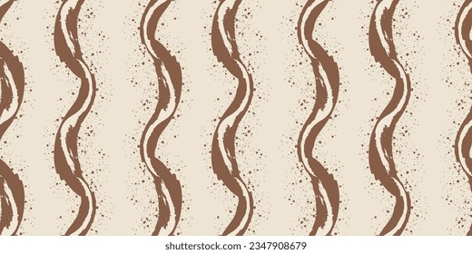 Líneas onduladas de café. Patrón de la casa de café vectorial para impresión. Patrón para textil, almohada, tela, fondo, embalaje, bloc de notas, taza, papel pintado.