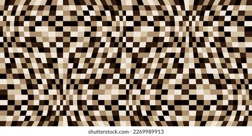Coffee wavy tiles with geometric shapes. Brown tiles. For print and interior. Seamless and vector.