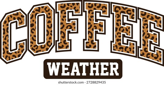 Diseño de tipografía Varsity de impresión de leopardo de Clima de café
