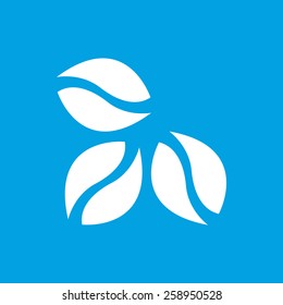 Coffee web white icon isolated on a blue background. Vector symbol