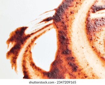 Coffee Wet Background. Abstract Craft Coffee Pattern. Grain Dirt Spatter. Dirty Food Splash. Brown Sheet Surface. White Coffee Drink. Brown Coffee Banner. Grain Old Spot Parchment. Uneven Dye Texture.