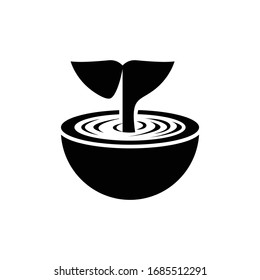 Coffee & whale tail logo. Food & drink logo vector.