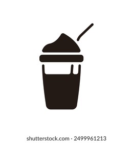 Kaffee mit Schlagsahne-Symbol. Flache Silhouettenausführung.