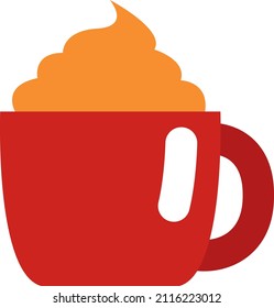 Coffee with whipped cream, illustration, vector on a white background.