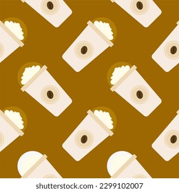 ilustración vectorial de patrón transparente de crema batida de café