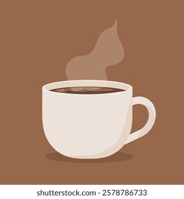 coffee in white cup with hot steam icon - vector illustration