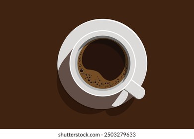 A coffee with White Cup and saucer, Americano vector Art