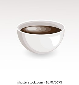 Coffee in white cup vector.