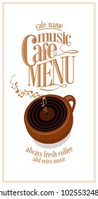 Coffee white Menu long music.Vector illustration 