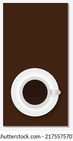 Coffee in white mug brown background frame for print wall art decor