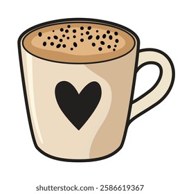 Coffee in White Mug Clip Art - Vector Drawing Illustration