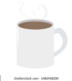 Coffee in a white mug, steaming