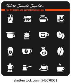 coffee white simple symbols for web icons and user interface design