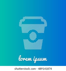 Coffee White stroke fill with blue & green gradient background Icon / Logo Design