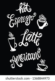 coffee white vector lettering illustration. Concept for menu, logo, banner, web design