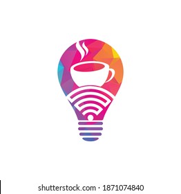 Coffee WiFi-Modell Form Logo Design. Kaffeetasse mit WiFi-Vektorsymbol