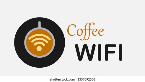 coffee and wifi combined logo design