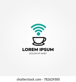 Coffee and WiFi  logo vector icon template
