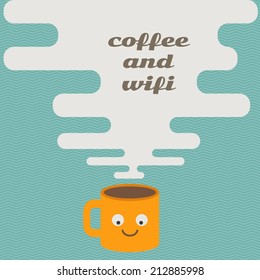 coffee and wifi on retro concept