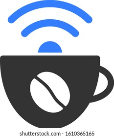 Coffee wifi source vector icon. Flat Coffee wifi source pictogram is isolated on a white background.