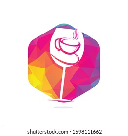 coffee and wine glass logo design vector illustration.	