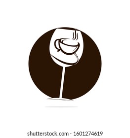 coffee and wine glass logo design vector illustration.	