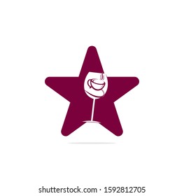 coffee and wine glass star shape concept logo design vector illustration.	