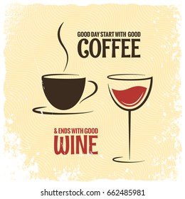 coffee and wine logo design vintage background