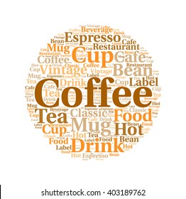 Coffee ,Word cloud art  background