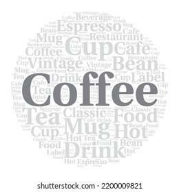 Coffee Word Cloud Art Detailed Vector