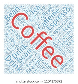 Coffee word cloud, related words collage, crossing words