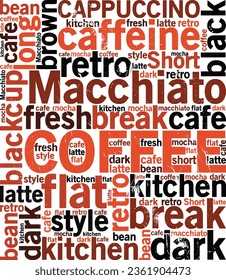 Coffee word cloud t-shirt design for your business, vector template desing