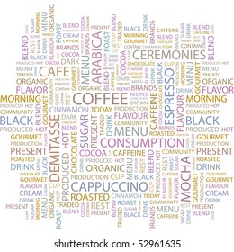 COFFEE. Word collage on white background. Vector illustration.