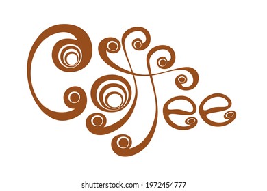 Coffee word lettering pattern on white background